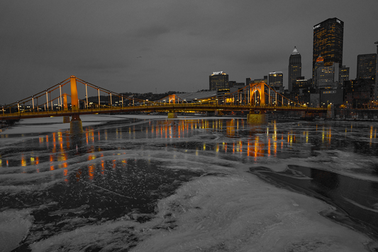 Pittsburgh Winter Breathtaking  sunset black and white 08