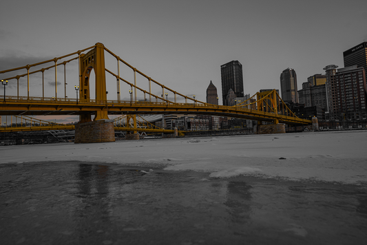 Pittsburgh Winter Breathtaking  sunset black and white 05