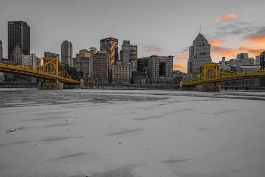 Pittsburgh Winter Breathtaking  sunset black and white 06