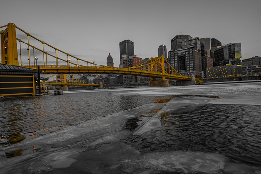 Pittsburgh Winter Breathtaking Sunset  black and white 02